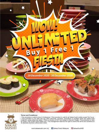 Sakae Sushi Unlimited Buy 1 Free 1 Fiesta Promotion (29 December 2020 - 30 December 2020)