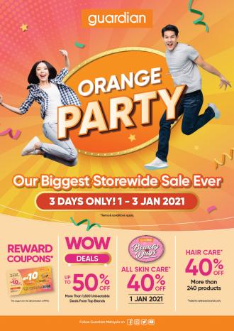 Guardian Orange Party Sale Up To 50% OFF & FREE Reward Coupons (1 January 2021 - 3 January 2021)