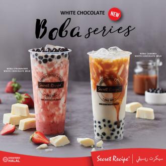 Secret Recipe Boba Caramel White Chocolate Milk & Boba Strawberry White Chocolate Milk