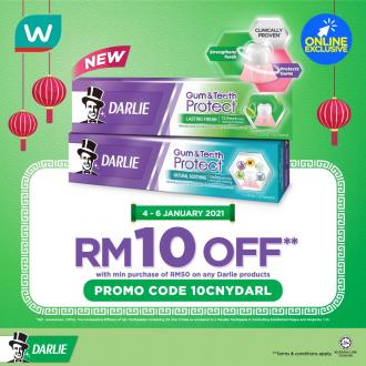 Watsons Online Darlie Promotion RM10 OFF Promo Code (4 Jan 2021 - 6 Jan 2021)