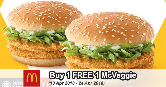 McDonald's Buy 1 FREE 1 McVeggie (13 April 2018 - 24 April 2018)