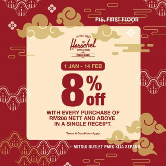 Herschel CNY Sale 8% OFF at Mitsui Outlet Park (1 Jan 2021 - 14 Feb 2021)