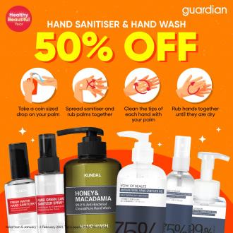 Guardian Hand Sanitiser & Hand Wash Promotion 50% OFF (5 January 2021 - 2 February 2021)
