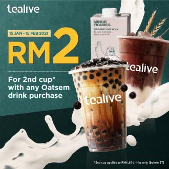 Tealive Oatsem Promotion 2nd Drink @ RM2 (15 Jan 2021 - 15 Feb 2021)