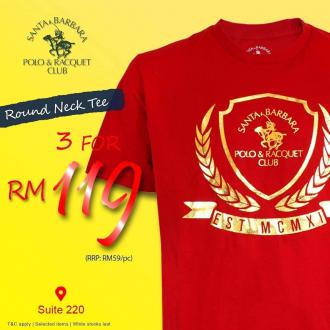 Santa Barbara Polo & Racquet Club Special Sale Round Neck Tee 3 for RM119 at Genting Highlands Premium Outlets (22 January 2021 - 24 January 2021)