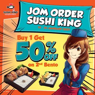 Sushi King Jom Order Promotion 2nd Bento 50% OFF (19 Jan 2021 - 21 Jan 2021)