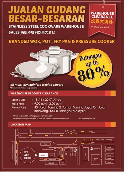 Ni-Hsin Stainless Steel Cookware Warehouse Sale Discount Up to 80%