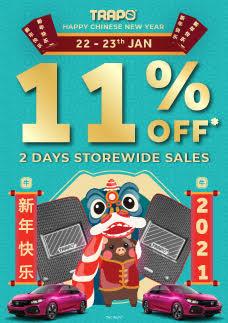 Trapo Chinese New Year Sale 11% OFF Storewide (22 January 2021 - 23 January 2021)