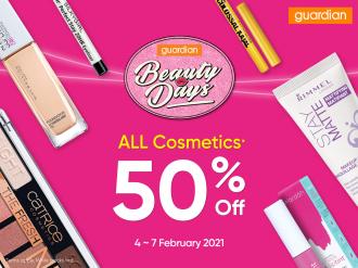 Guardian Beauty Days Cosmetics Sale 50% OFF (4 February 2021 - 7 February 2021)