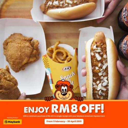 A&W RM8 OFF Promotion with Maybank American Express Card (1 February 2021 - 30 April 2021)