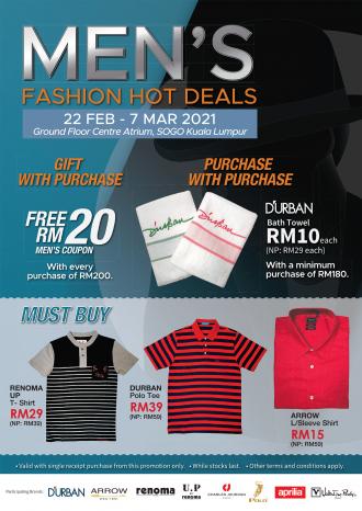 SOGO Kuala Lumpur Men's Fashion Hot Deals Promotion (22 February 2021 - 7 March 2021)