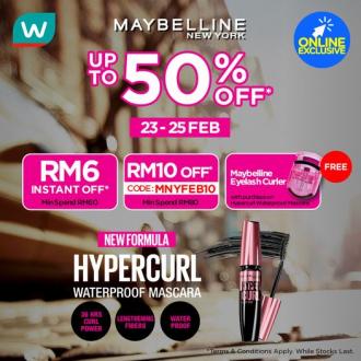 Watsons Online Maybelline Brand Day Sale Up To 50% OFF & FREE Promo Code (23 February 2021 - 25 February 2021)