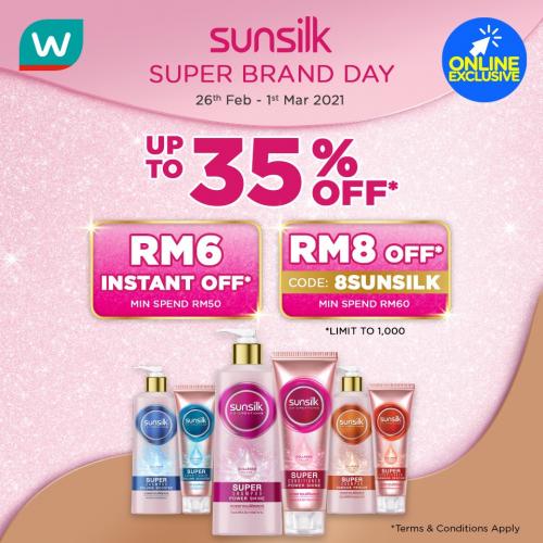 Watsons Online Sunsilk Super Brand Day Sale Up To 35% OFF & FREE Promo Code (26 February 2021 - 1 March 2021)