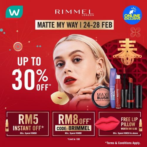 Watsons Online Rimmel Sale Up To 30% OFF & FREE Promo Code (24 February 2021 - 28 February 2021)