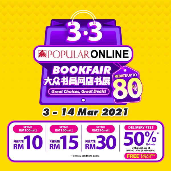 Popular 3.3 Online Bookfair Sale Up To 80% OFF (3 March 2021 - 14 March 2021)