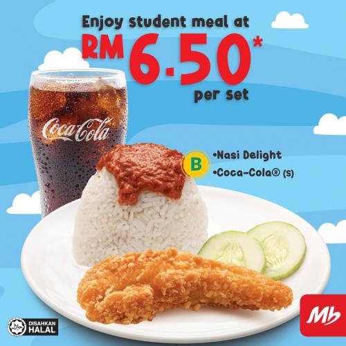 Marrybrown Student Meal Promotion only RM6.50 with MB Student Card (valid until 31 December 2021)