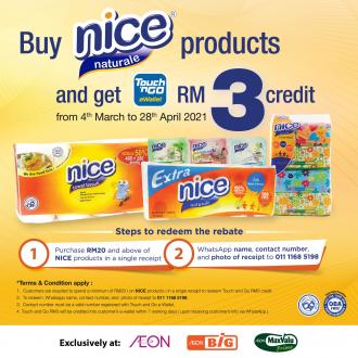 AEON Nice Products Promotion RM3 Cashback with Touch 'n Go eWallet (4 March 2021 - 28 April 2021)