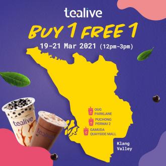 Tealive Buy 1 FREE 1 Promotion at Selected Outlets (19 March 2021 - 21 March 2021)
