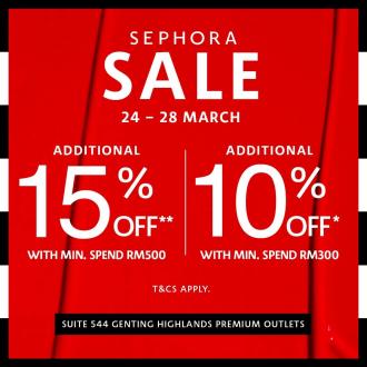 Sephora Sale Additional 15% OFF at Genting Highlands Premium Outlets (24 Mar 2021 - 28 Mar 2021)