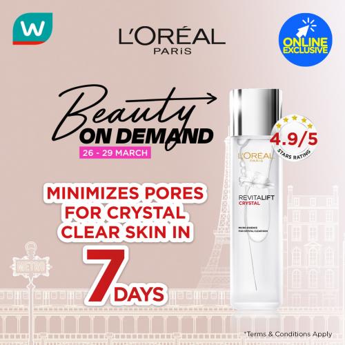 Watsons Online Loreal Beauty On Demand Sale Up To 50% OFF (26 March 2021 - 29 March 2021)