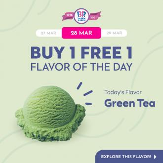 Baskin Robbins Green Tea Buy 1 FREE 1 Promotion (28 March 2021)