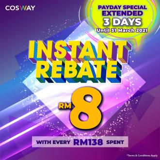 Cosway Pay Day Promotion RM8 Instant Rebate (valid until 31 Mar 2021)