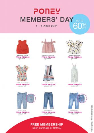 Poney Members Day Sale Up To 60% OFF (1 Apr 2021 - 4 Apr 2021)