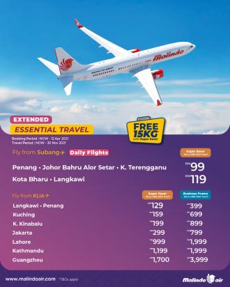 Malindo Air Essential Travel Promotion Fares from RM99 (valid until 12 April 2021)