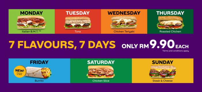 Subway Daily Sub @ RM9.90 Promotion