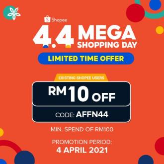 Shopee 4.4 Sale FREE RM10 OFF Promo Code with Affin Card (4 April 2021)
