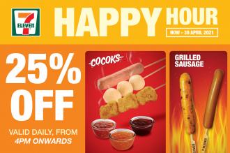 7 Eleven Happy Hour Promotion Cocoks & Grilled Sausage 25% OFF (valid until 30 Apr 2021)