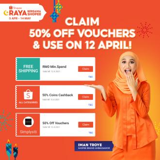 Shopee Raya FREE 50% OFF Voucher Promotion (12 April 2021)