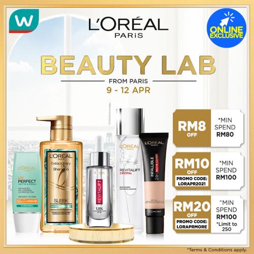 Watsons Online Loreal Brand Day Sale Up To 50% OFF & FREE Promo Code (9 April 2021 - 12 April 2021)