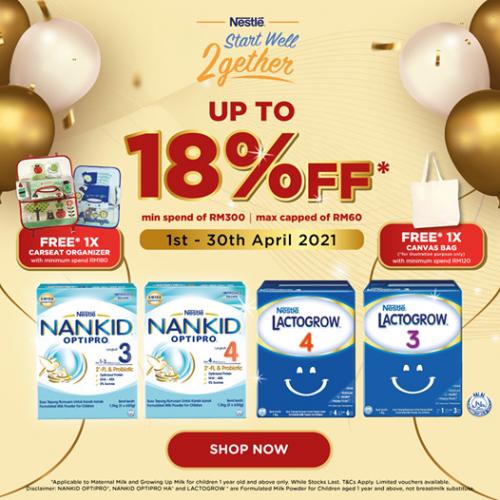Mothercare Online Nestle Promotion Up To 18% OFF & FREE Freebies (1 April 2021 - 30 April 2021)