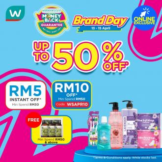 Watsons Brand Day Sale Up To 50% OFF & FREE Promo Code (13 April 2021 - 15 April 2021)