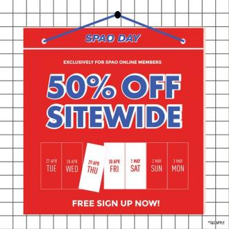 SPAO Day Online Sale 50% OFF (29 Apr 2021 - 1 May 2021)