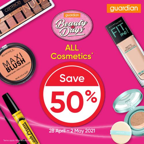 Guardian Beauty Days Cosmetics Sale 50% OFF (28 April 2021 - 2 May 2021)