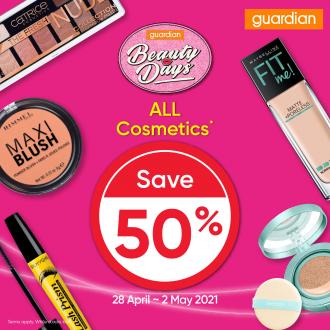 Guardian Beauty Days Cosmetics Sale 50% OFF (28 Apr 2021 - 2 May 2021)