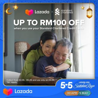 Lazada 5.5 Sale Up To RM100 OFF with Standard Chartered Credit Card (5 May 2021)
