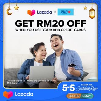 Lazada 5.5 Sale RM20 OFF with RHB Credit Card (5 May 2021)