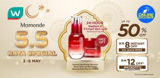 Watsons Online Mamonde 5.5 Raya Sale Up To 50% OFF & FREE Promo Code (3 May 2021 - 9 May 2021)