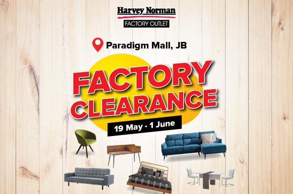 Harvey Norman Paradigm Mall JB Furniture and Bedding Factory Clearance Sale (19 May 2021 - 1 June 2021)