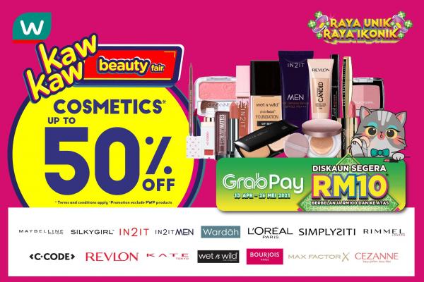 Watsons Cosmetics Sale Up To 50% OFF (20 May 2021 - 24 May 2021)