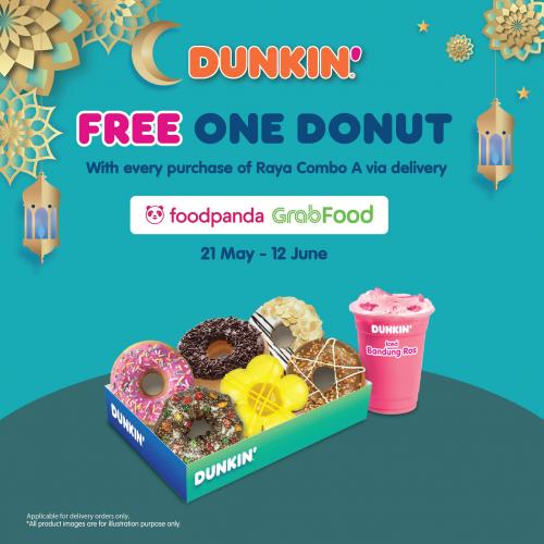 Dunkin Donuts Raya Combo FREE Donut Promotion on GrabFood & FoodPanda (21 May 2021 - 12 June 2021)