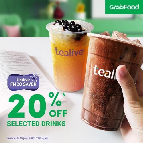 GrabFood Tealive FMCO 20% OFF Promotion (valid until 15 June 2021)