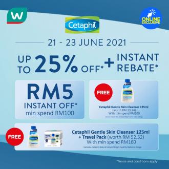 Watsons Online Cetaphil Promotion Up To 25% OFF & Instant Rebate (21 Jun 2021 - 23 Jun 2021)
