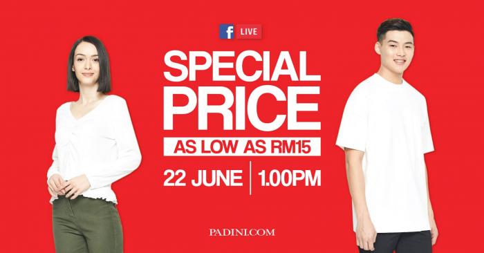 Padini Facebook Live Special Price Sale As Low As RM15 (22 June 2021)