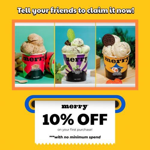 Merry Ice Cream Online First Order 10% OFF Promotion