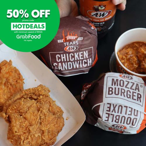 GrabFood A&W Hot Deals 50% OFF Promo Code Promotion