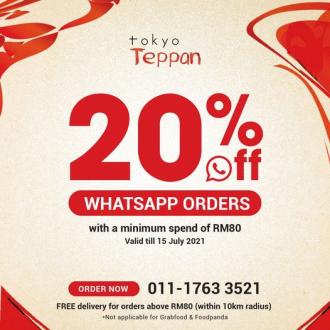 Tokyo Teppan Whatsapp Orders 20% OFF Promotion (valid until 15 July 2021)